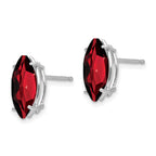 14k White Gold 10x5mm Marquise Garnet earring