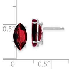 14k White Gold 10x5mm Marquise Garnet earring