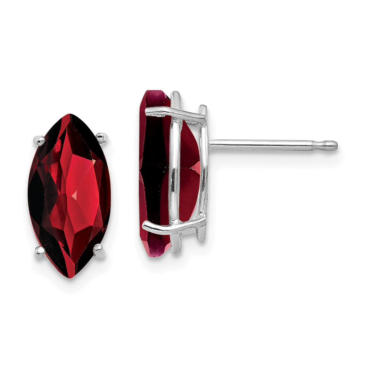 14k White Gold 10x5mm Marquise Garnet earring Main image