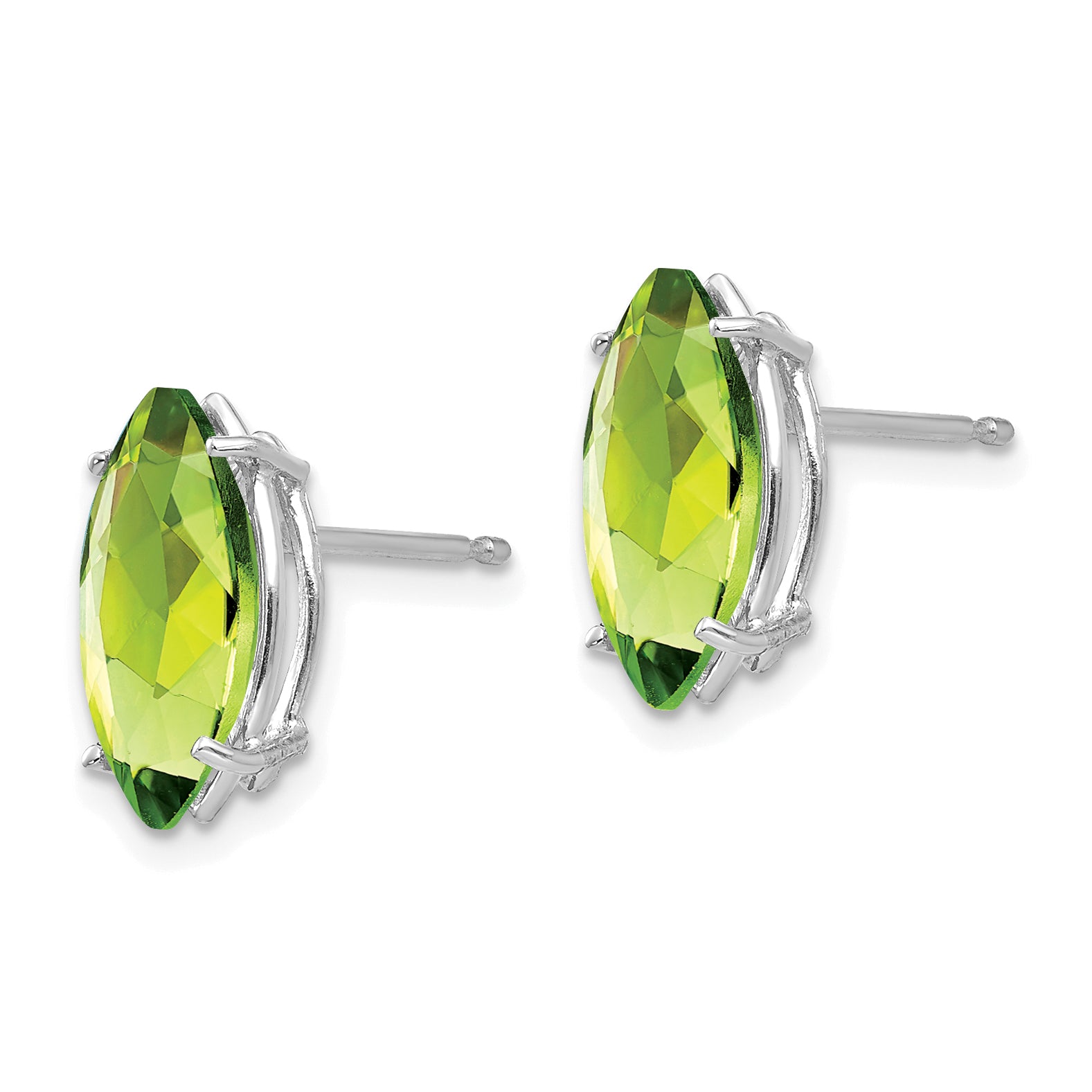 14k White Gold 10x5mm Peridot Marquise Stud Earring Secondary image