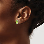 14k White Gold 10x5mm Peridot Marquise Stud Earring