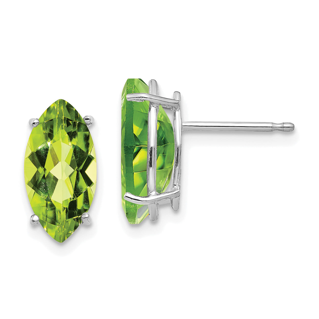 14k White Gold 10x5mm Peridot Marquise Stud Earring Main image