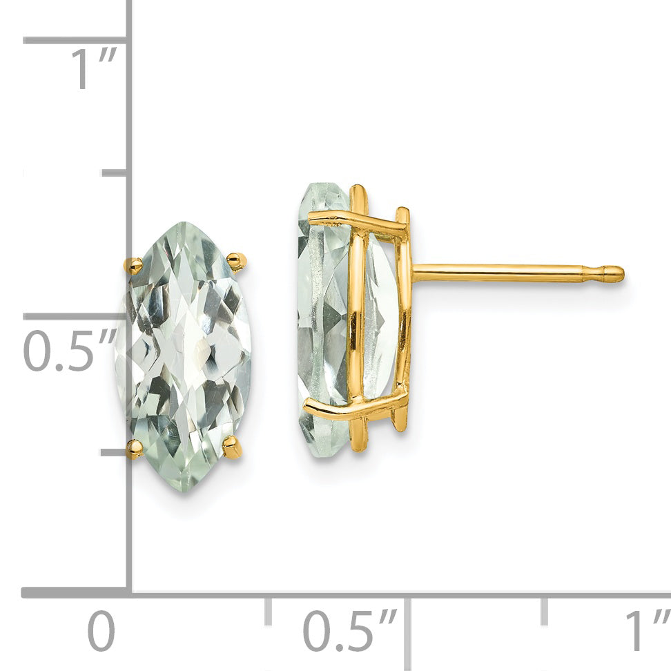 14k 12x6 Marquise Checker-Cut Green Quartz Earring Secondary image