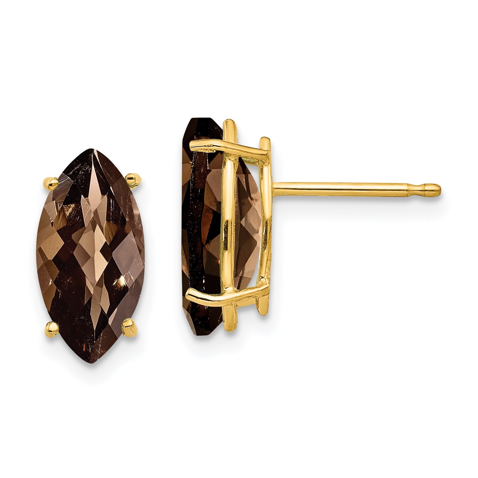 14k 12x6 Marquise Checker-Cut Smoky Quartz Earring Main image