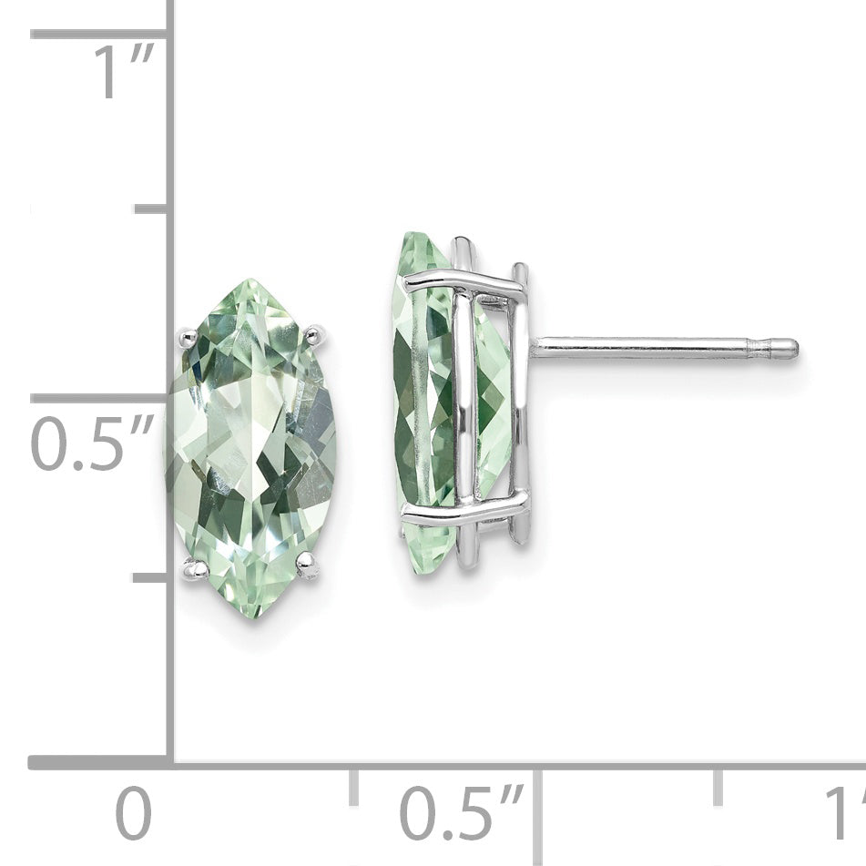 14kw Marquise 4-Prong 12 x 6mm Green Quartz Earring