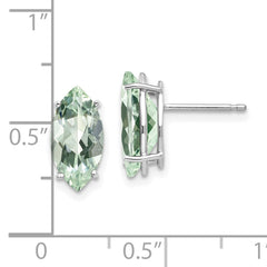 14kw Marquise 4-Prong 12 x 6mm Green Quartz Earring