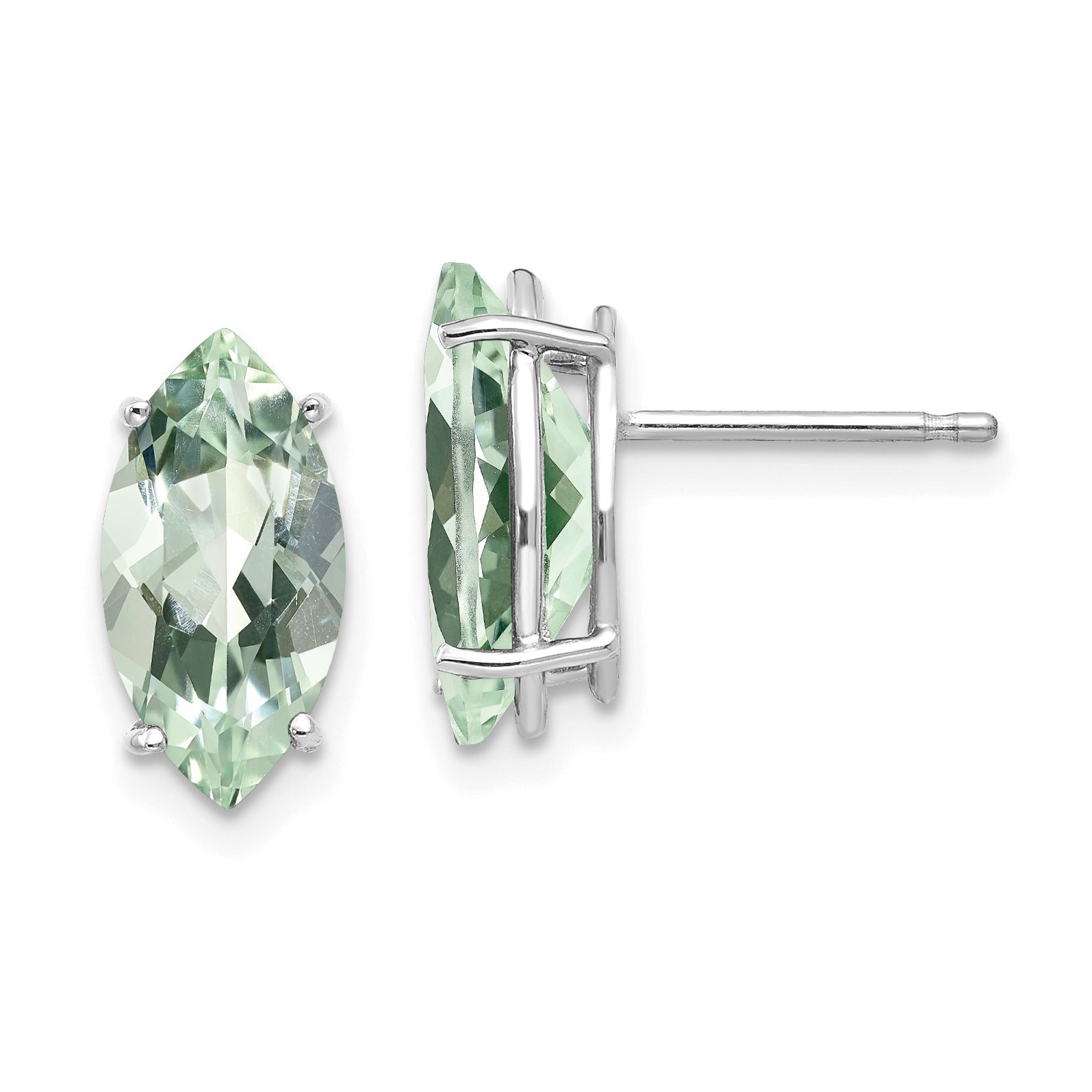 14kw Marquise 4-Prong 12 x 6mm Green Quartz Earring Main image