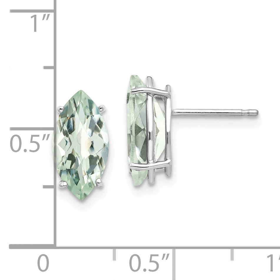 14kw Marquise 4-Prong 12 x 6mm Checker-Cut Green Quartz Earring