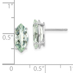 14kw Marquise 4-Prong 12 x 6mm Checker-Cut Green Quartz Earring