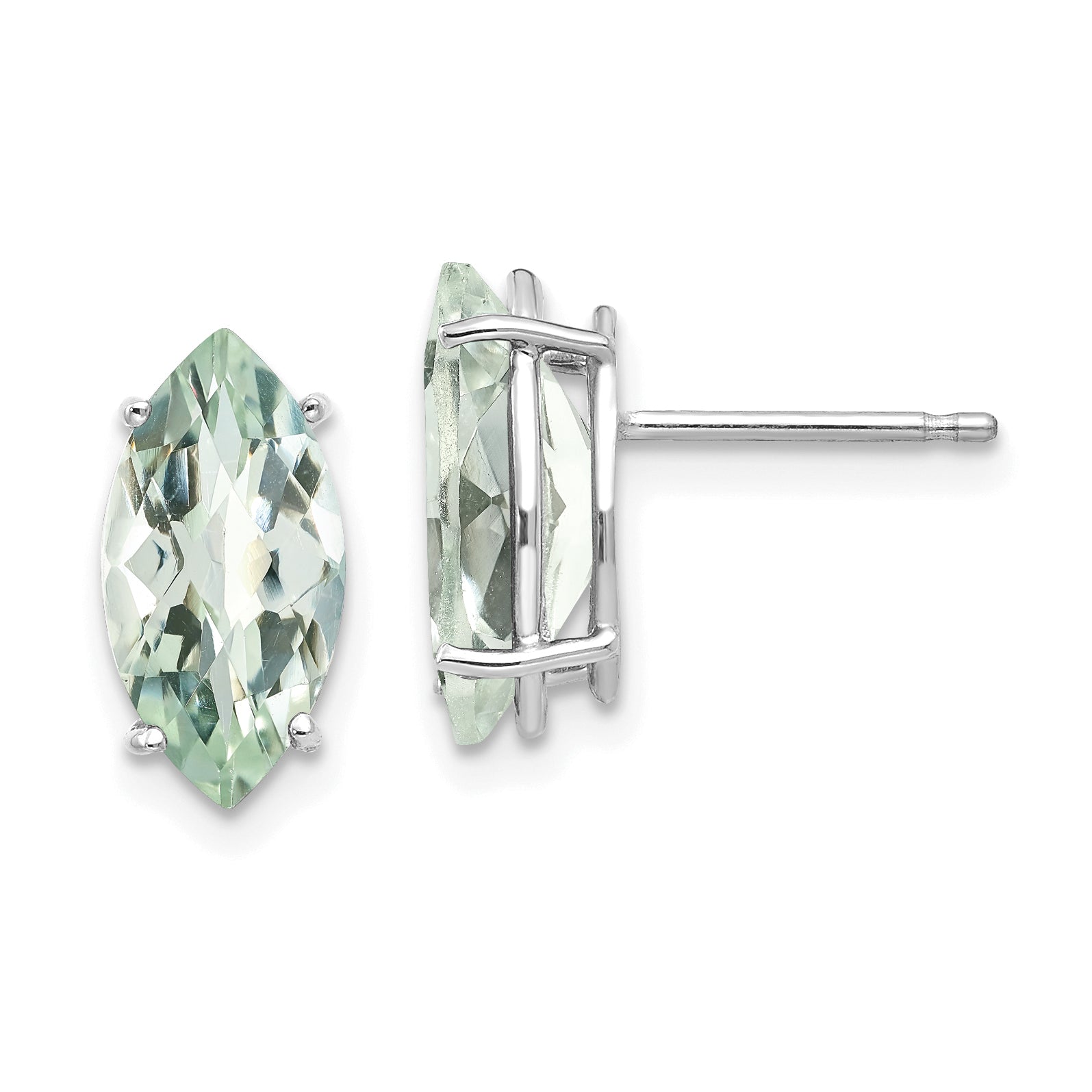 14kw Marquise 4-Prong 12 x 6mm Checker-Cut Green Quartz Earring Main image