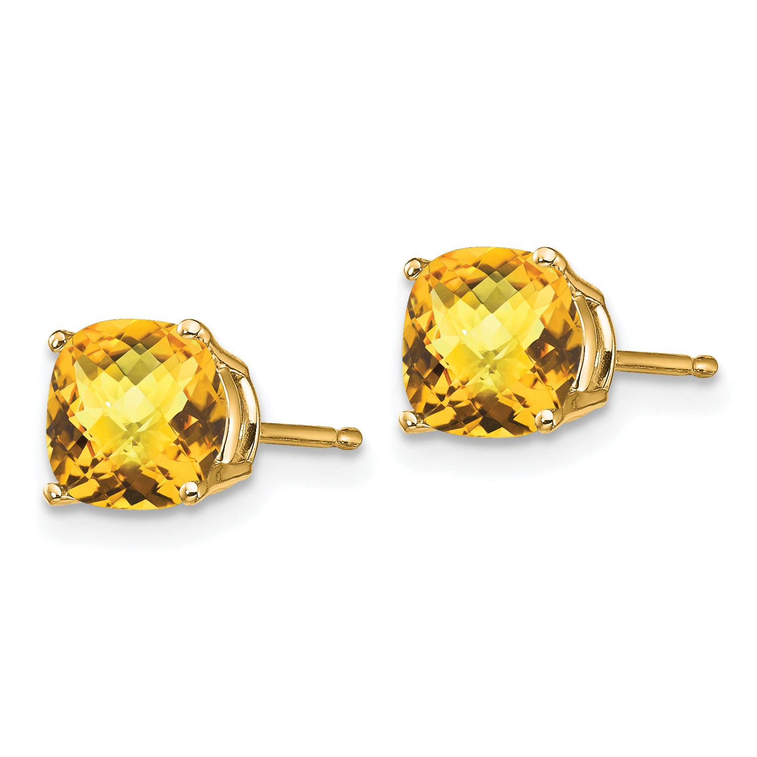 14k 6x6mm Cushion Citrine Checker earring