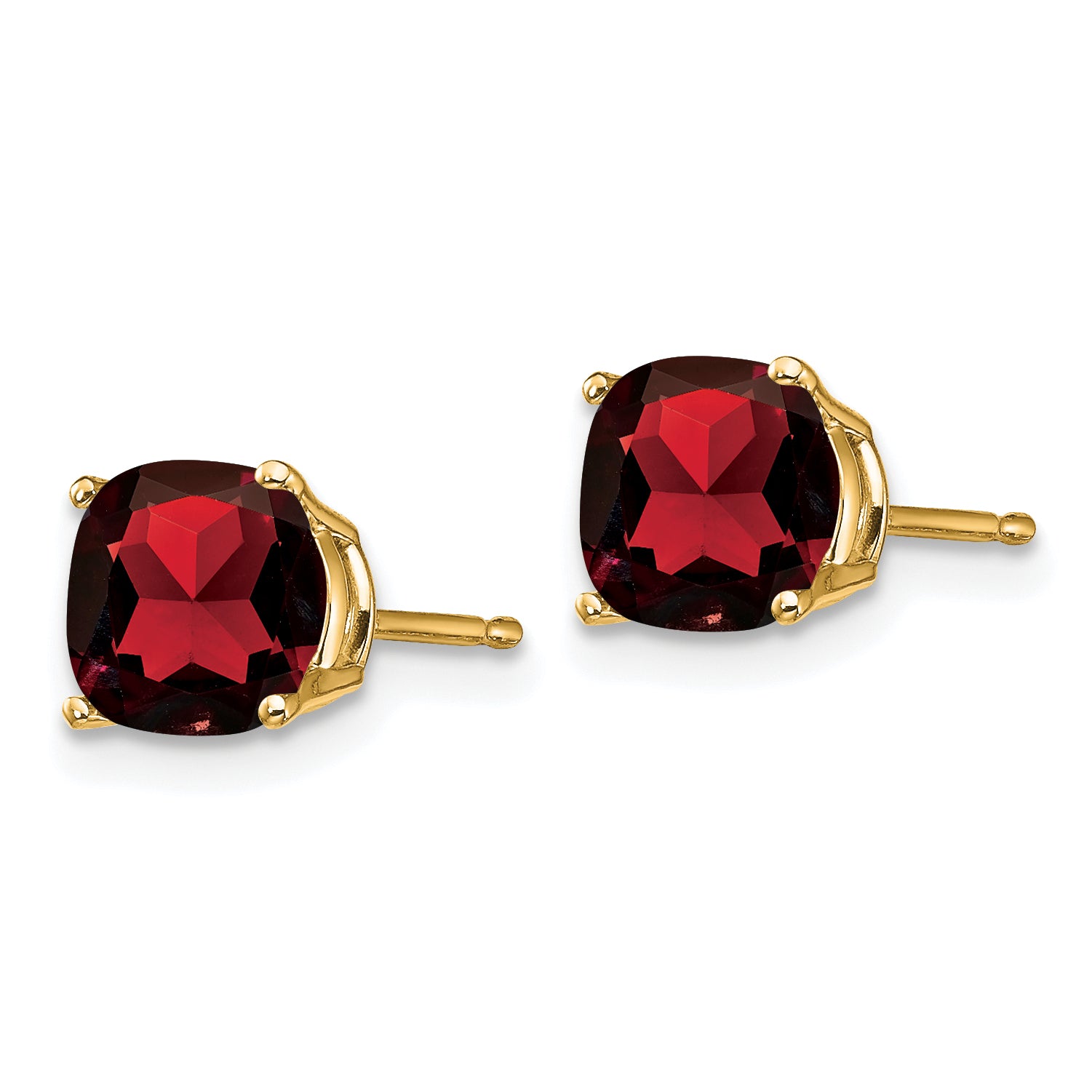 14k 6x6mm Cushion Garnet Checker Earring Secondary image