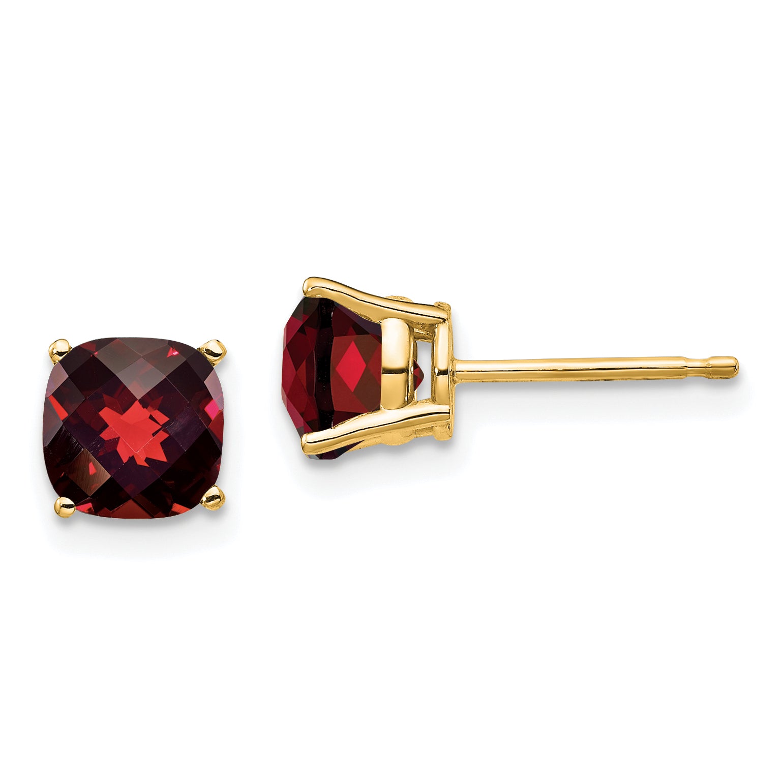 14k 6x6mm Cushion Garnet Checker Earring Main image