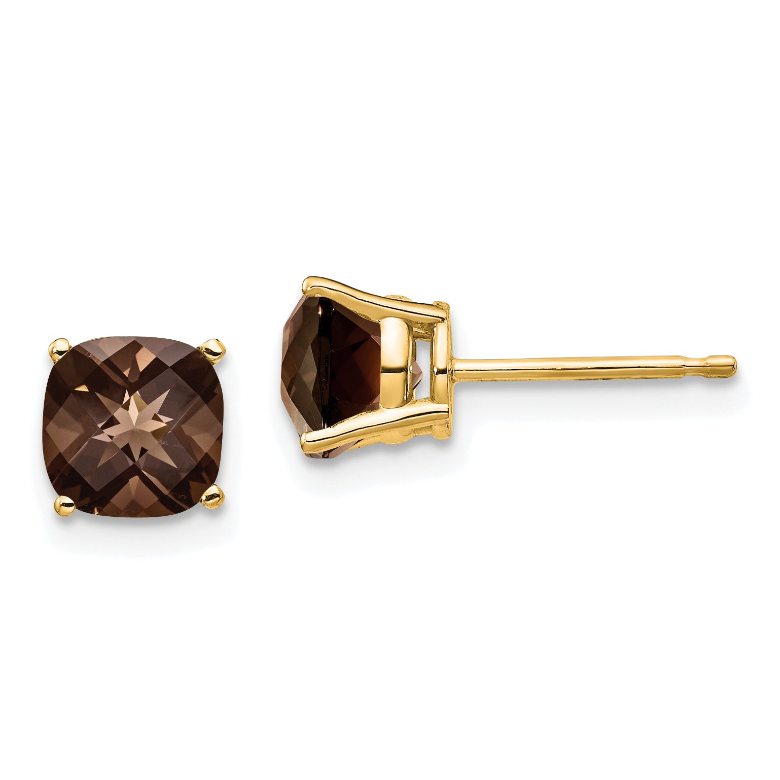 14k 6mm Cushion Smoky Quartz Earring Main image