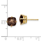 14k 7mm Cushion Smoky Quartz Earring