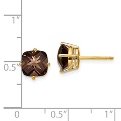 14k 7mm Cushion Smoky Quartz Earring