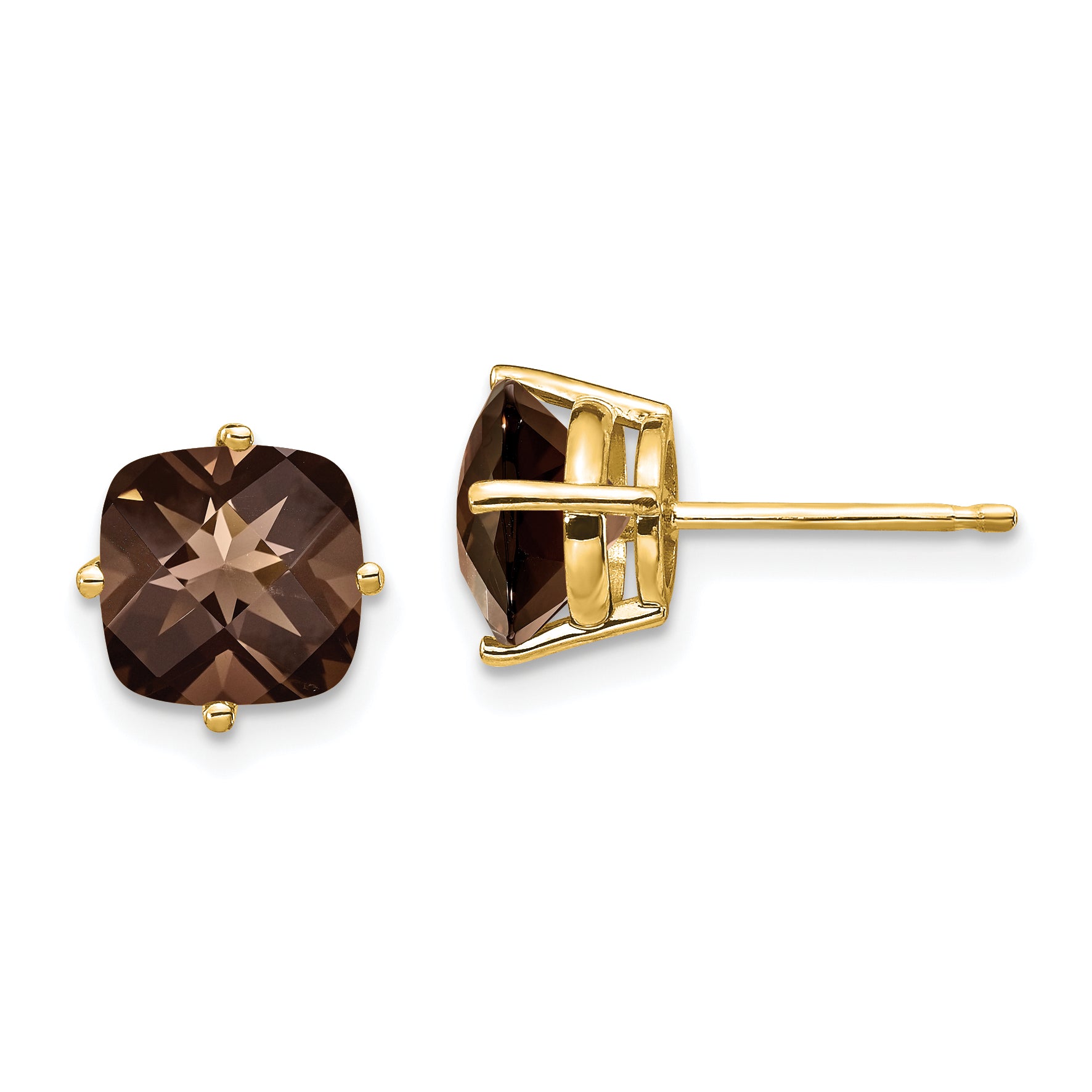 14k 7mm Cushion Smoky Quartz Earring Main image