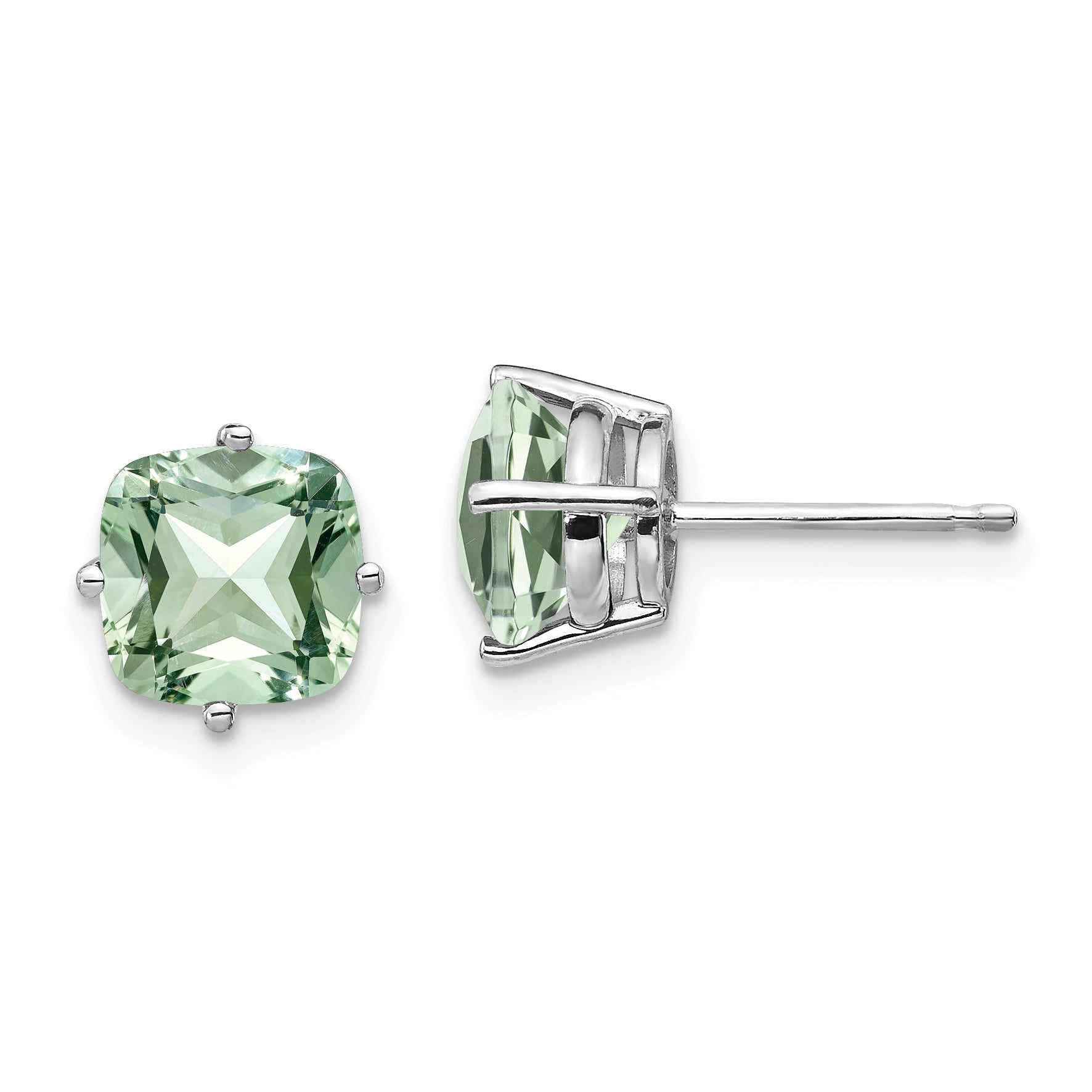 14kw 7mm Cushion Green Quartz Earring Main image