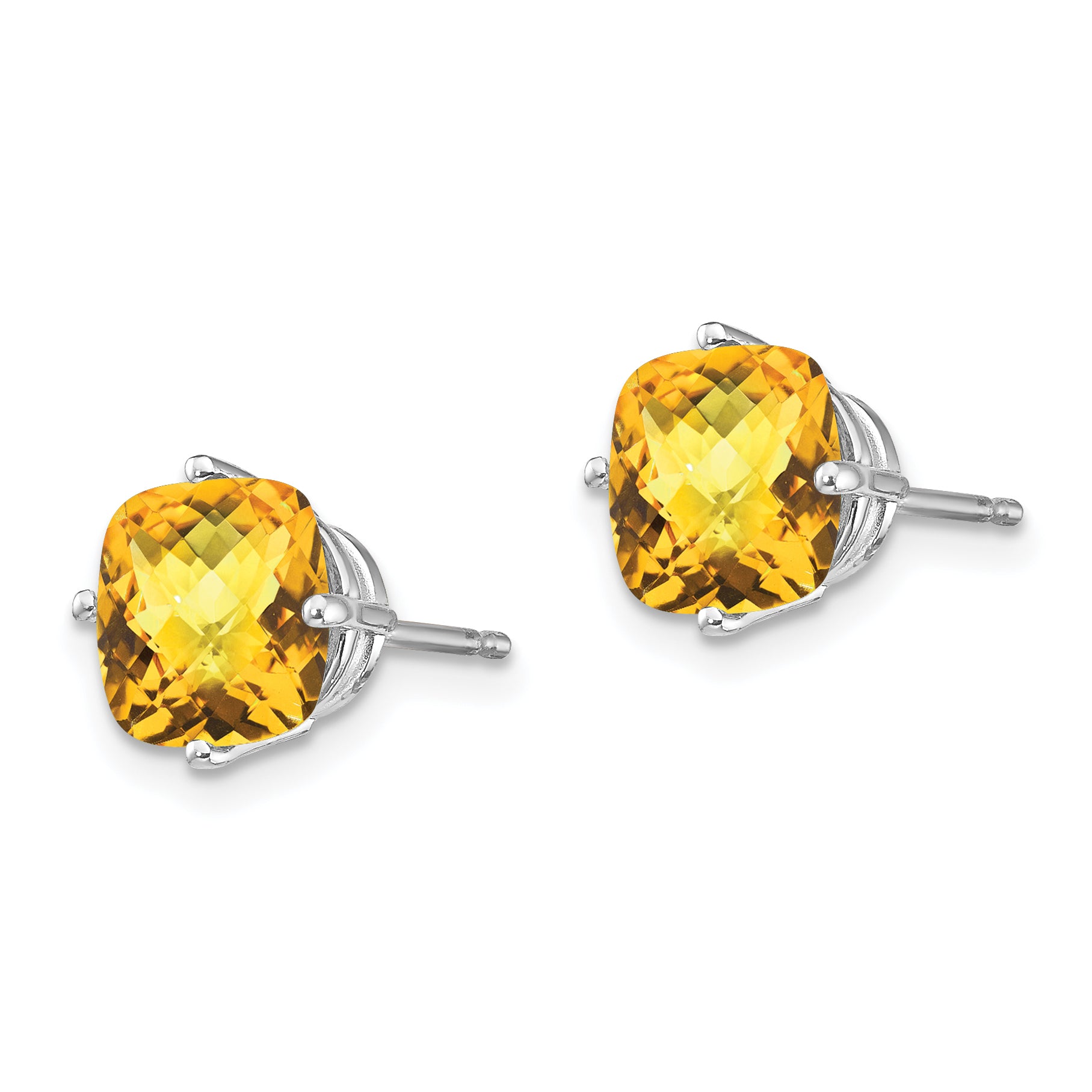 14k White Gold 7x7mm Cushion Citrine Checker Earring Secondary image
