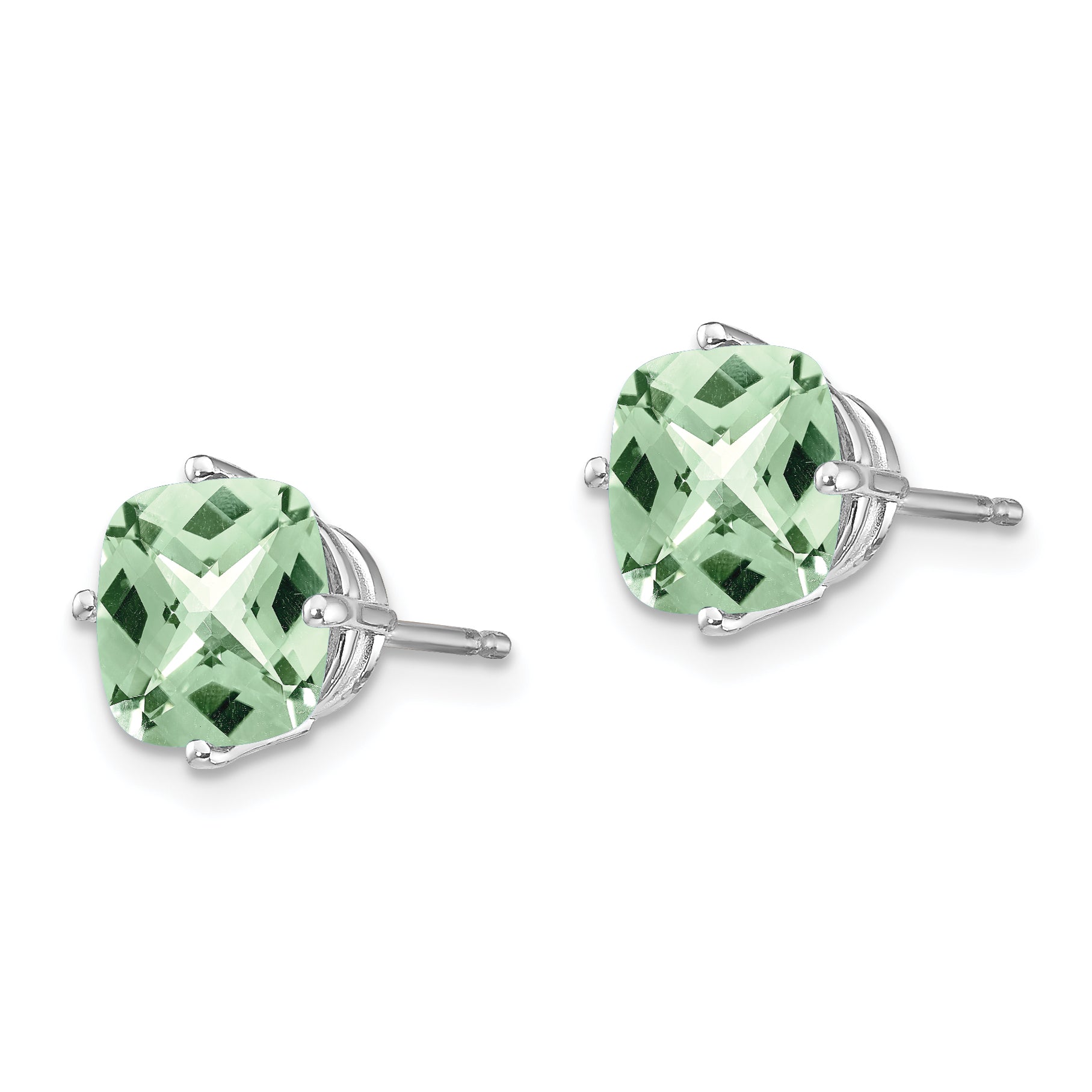 14kw 7mm Cushion Checker-Cut Green Quartz Earring Secondary image