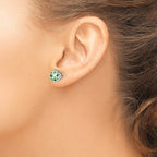 14kw 7mm Cushion Checker-Cut Green Quartz Earring