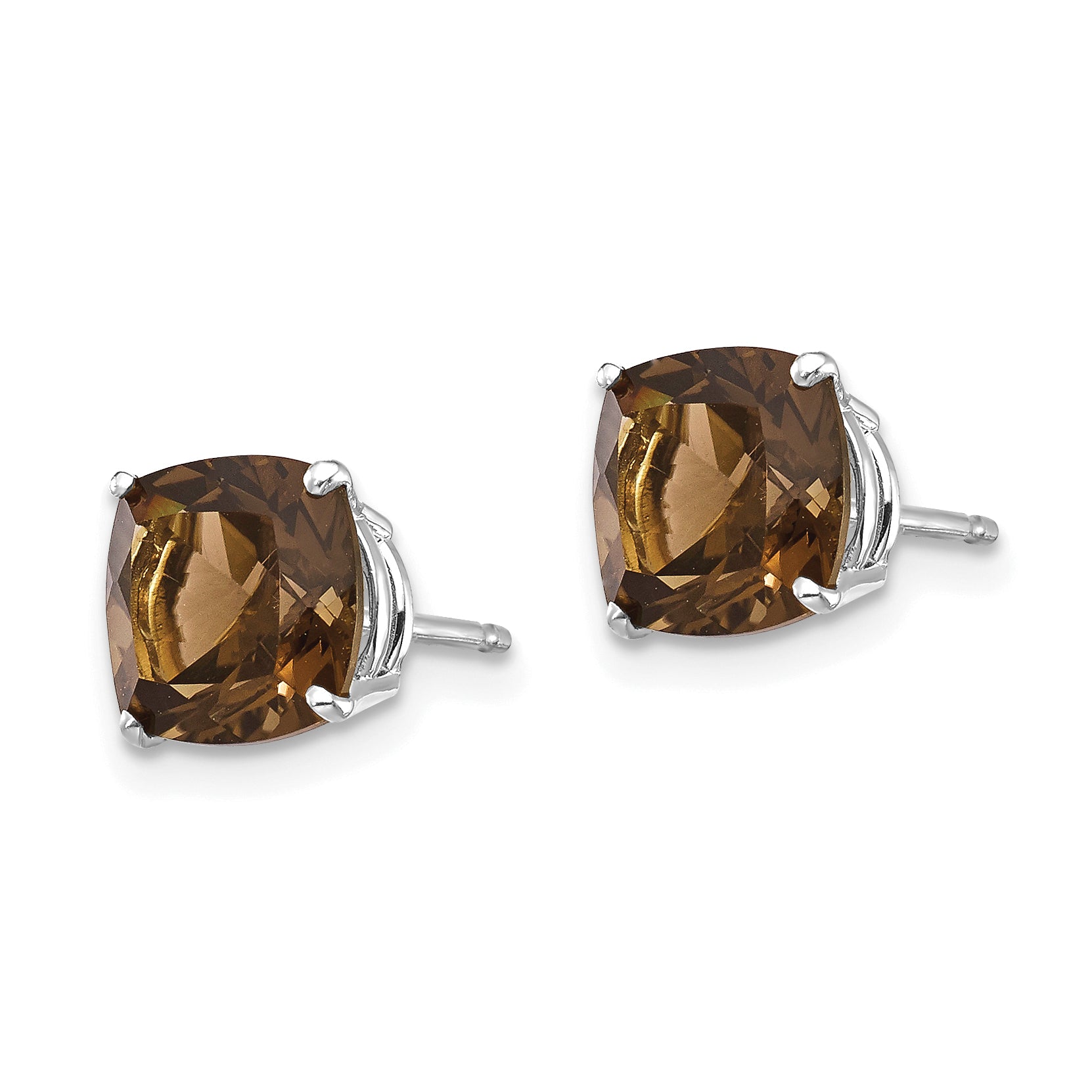 14kw 7mm Cushion Checker-Cut Smoky Quartz Earring Secondary image