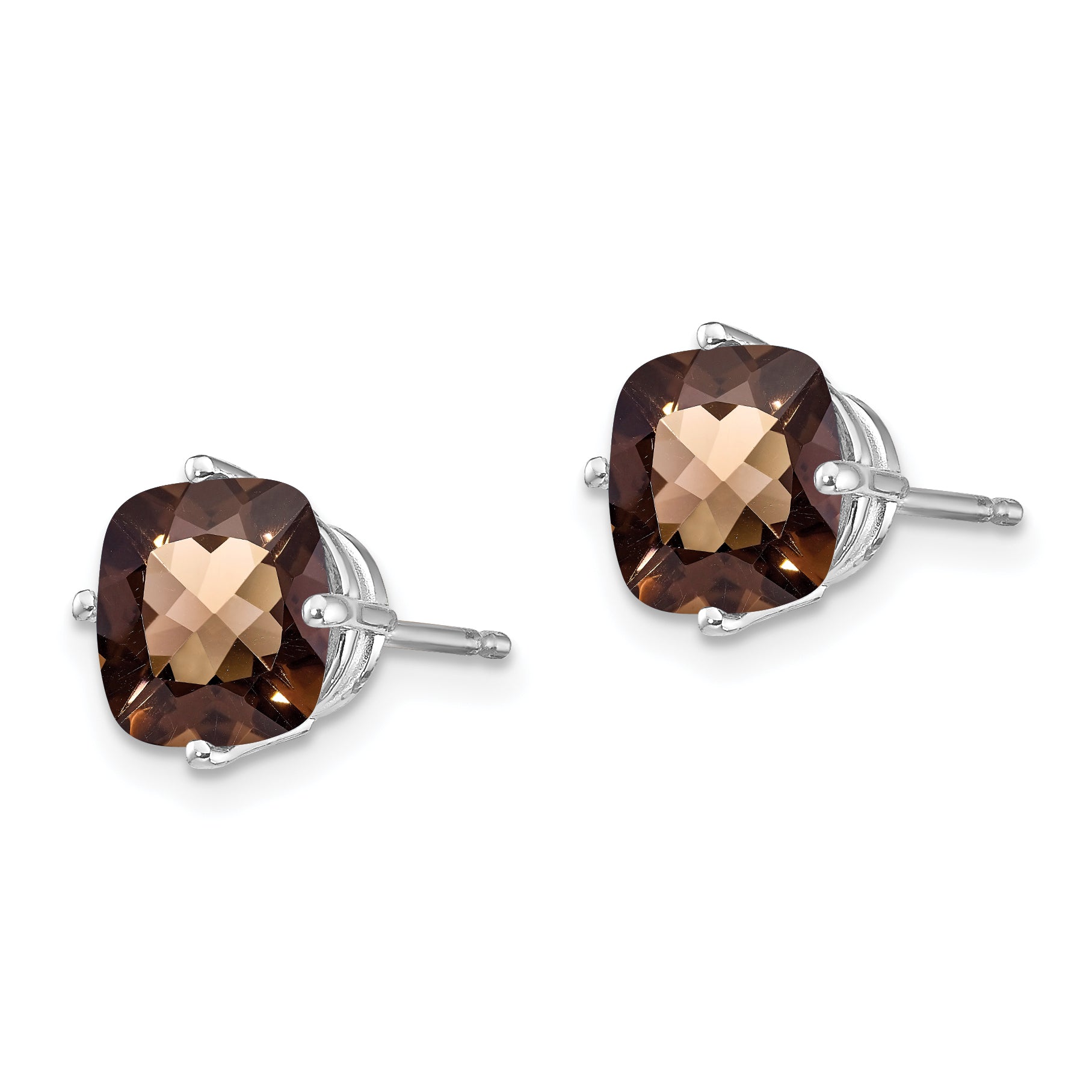 14kw 7mm Cushion Smoky Quartz Earring Secondary image