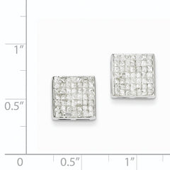 14k White Gold Princess AA Diamond Screwback Earrings