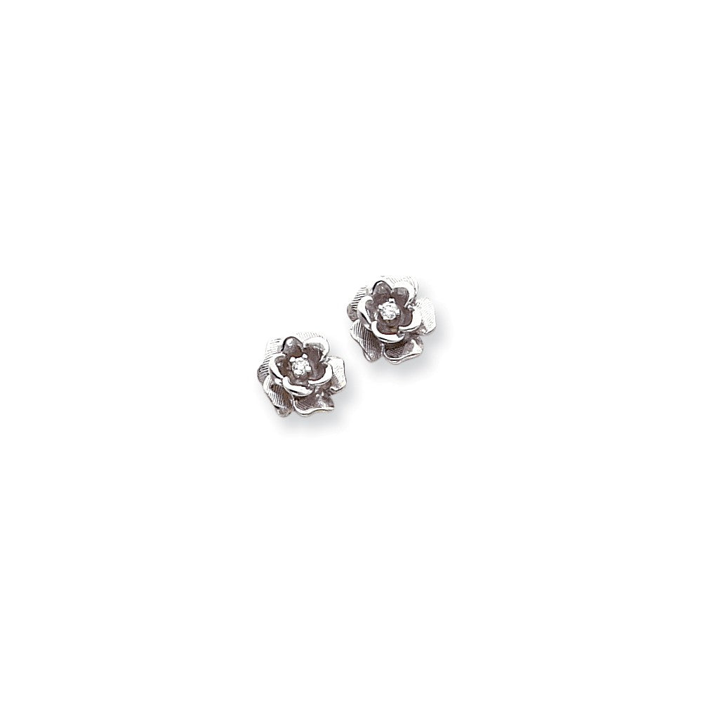 14K White Gold Fancy Diamond Flower Earring Mountings Main image