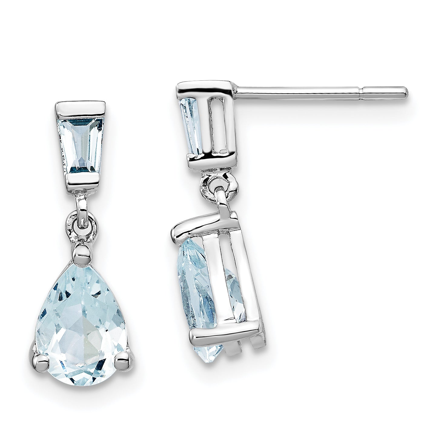 14k White Gold Aquamarine Dangle Earrings Main image