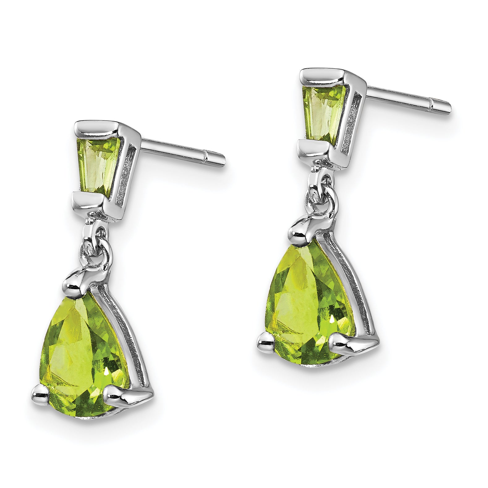 14k White Gold Peridot Dangle Post Earrings Secondary image