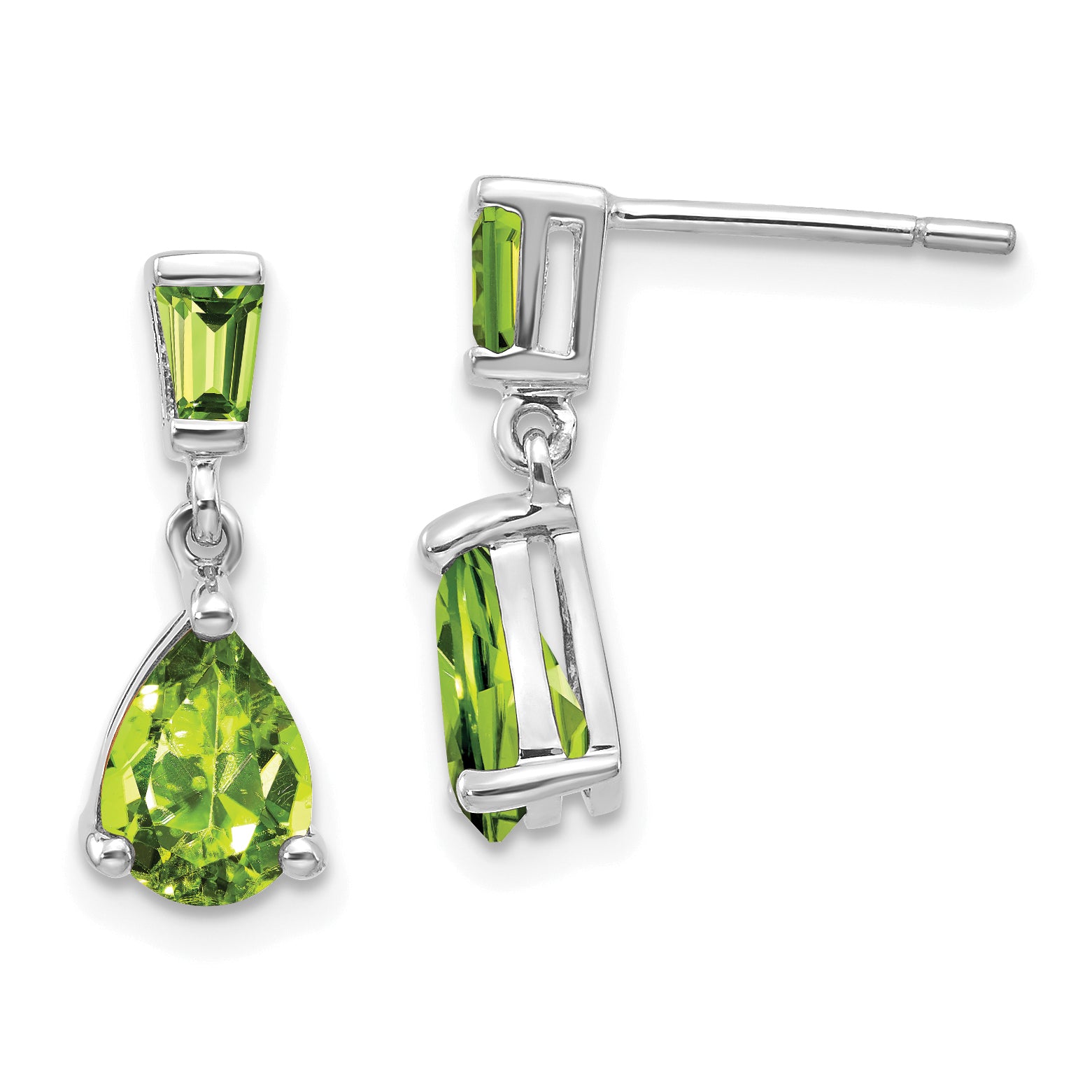 14k White Gold Peridot Dangle Post Earrings Main image
