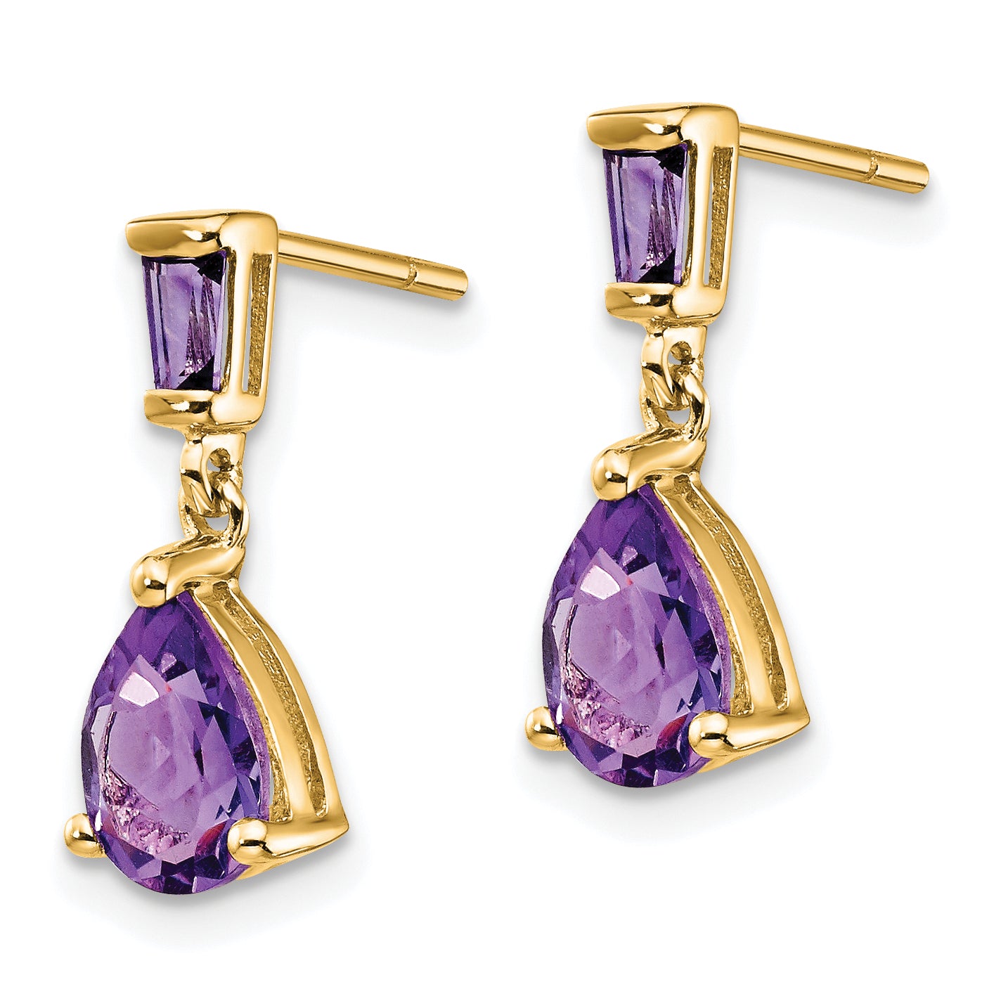 14k Gold Amethyst Dangle Post Earrings Secondary image