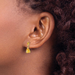 14k Gold Citrine Dangle Post Earrings