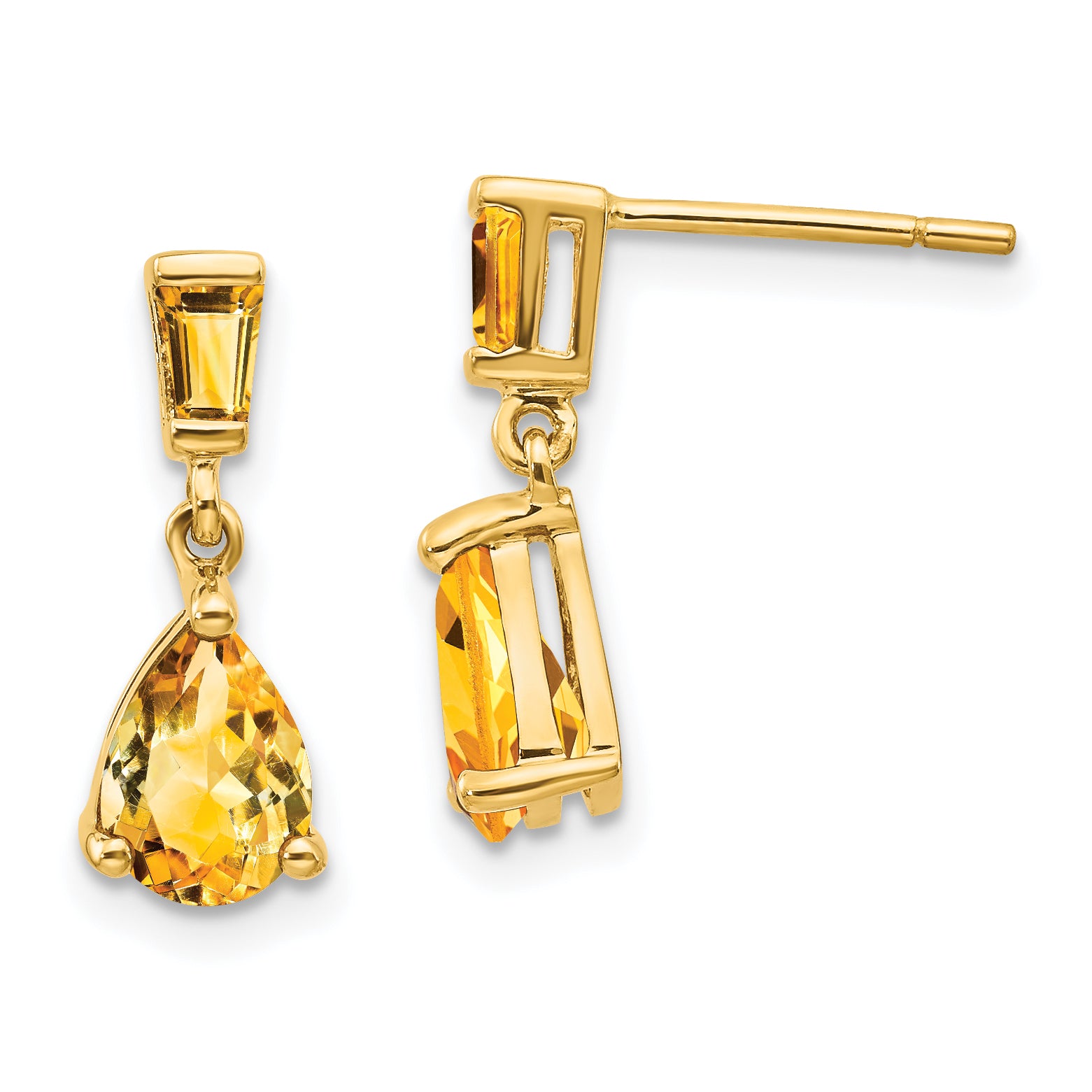14k Gold Citrine Dangle Post Earrings Main image