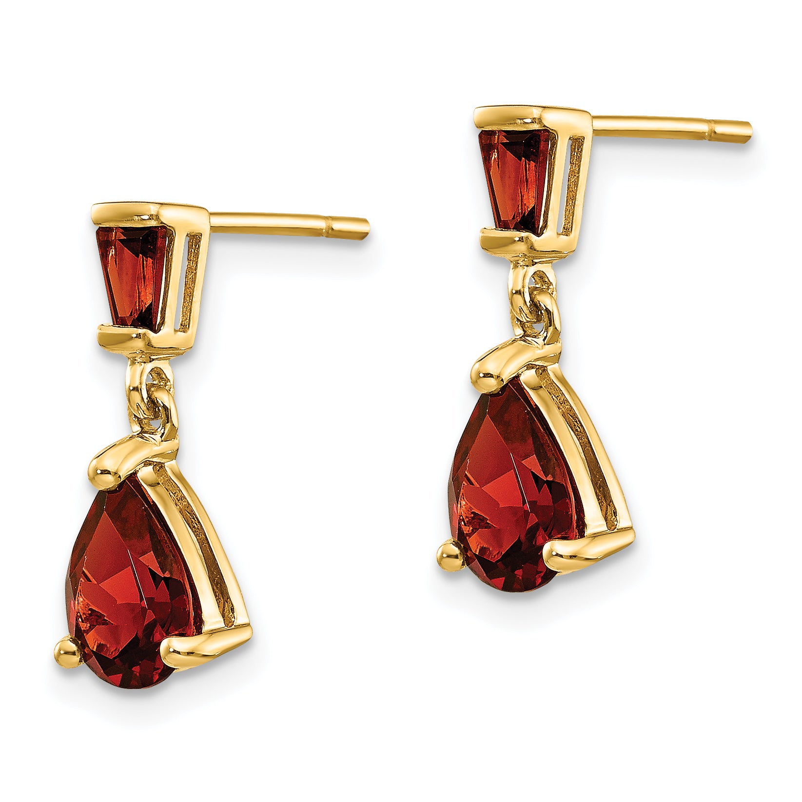 14k Gold Garnet Dangle Post Earrings Secondary image