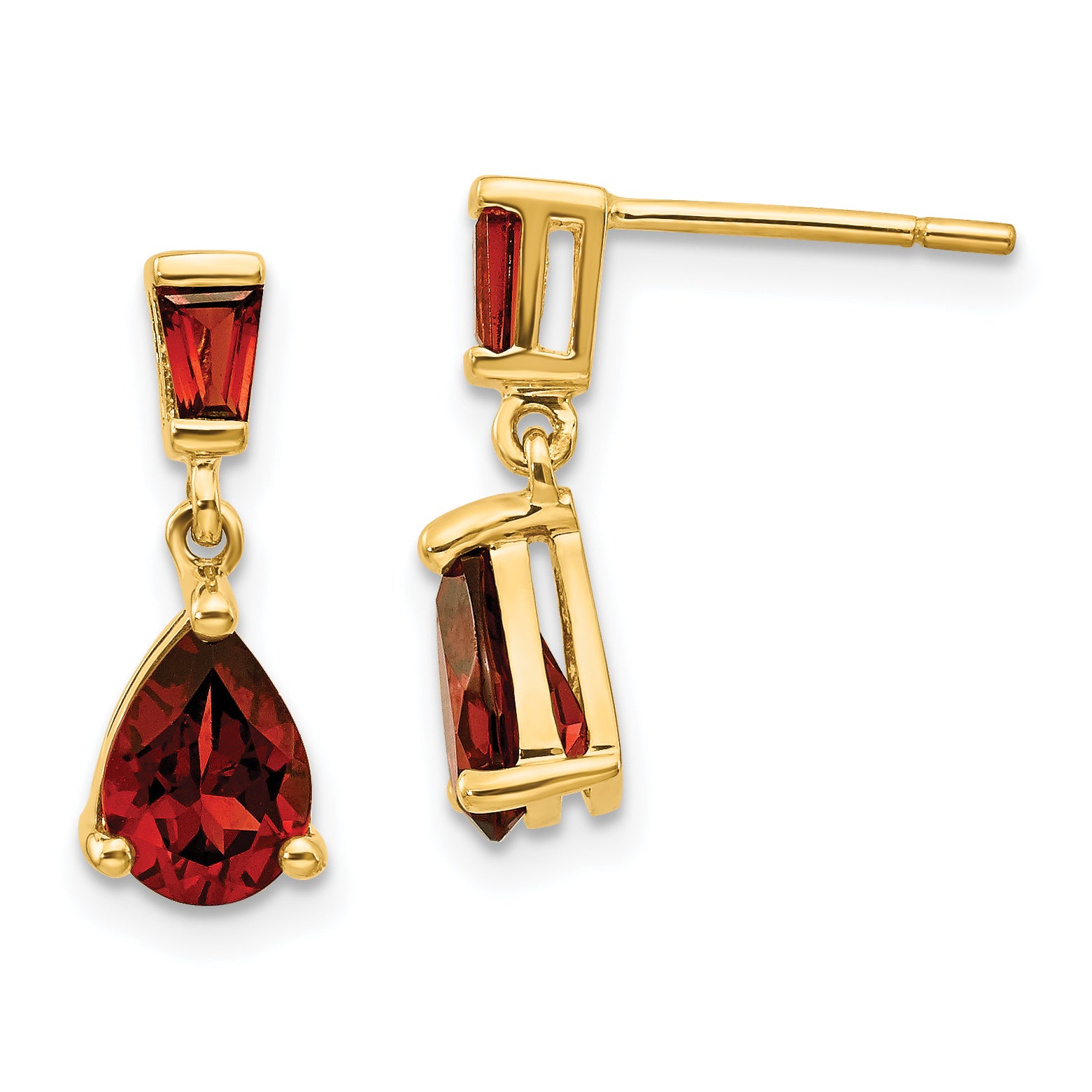 14k Gold Garnet Dangle Post Earrings Main image