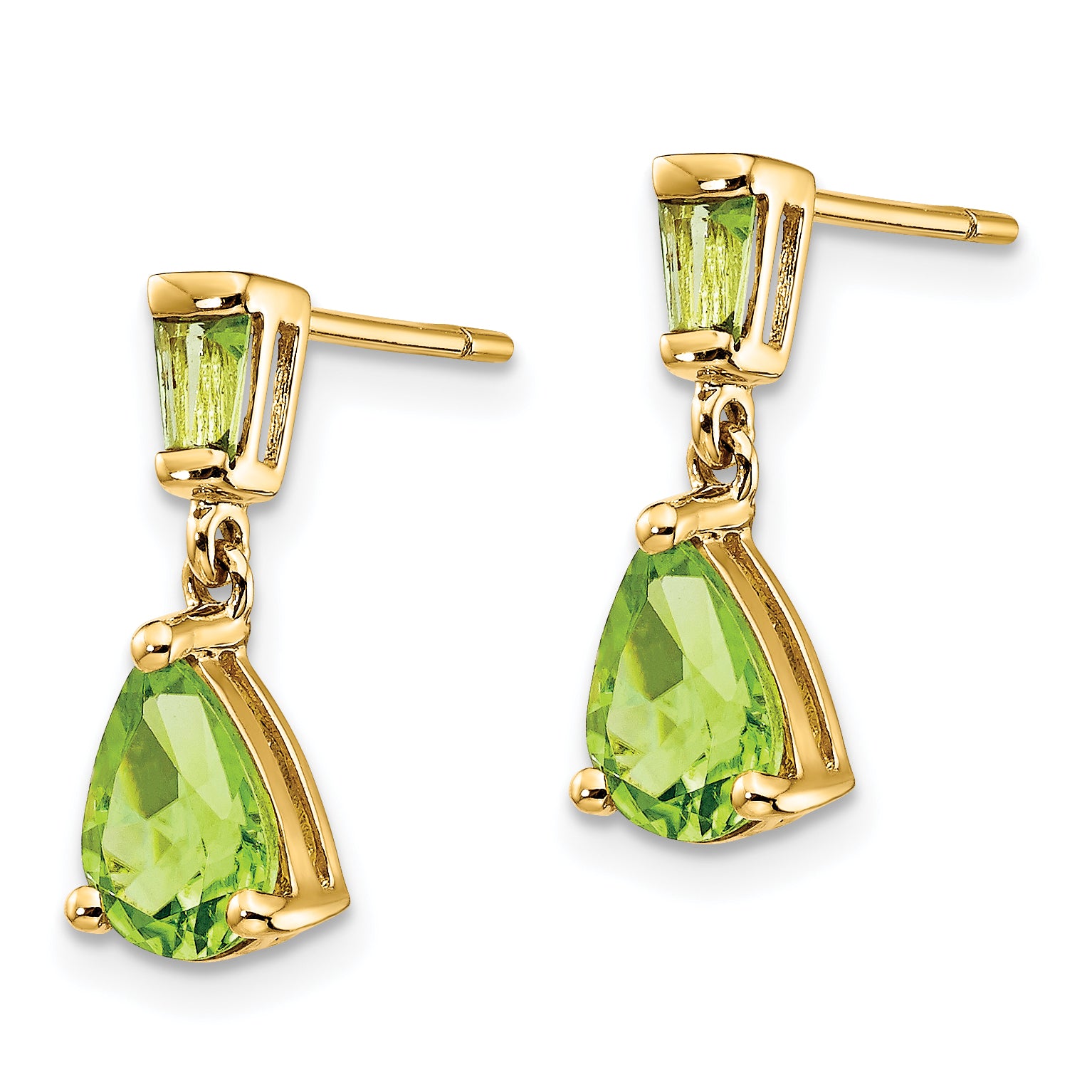 14k Gold Peridot Dangle Post Earrings Secondary image