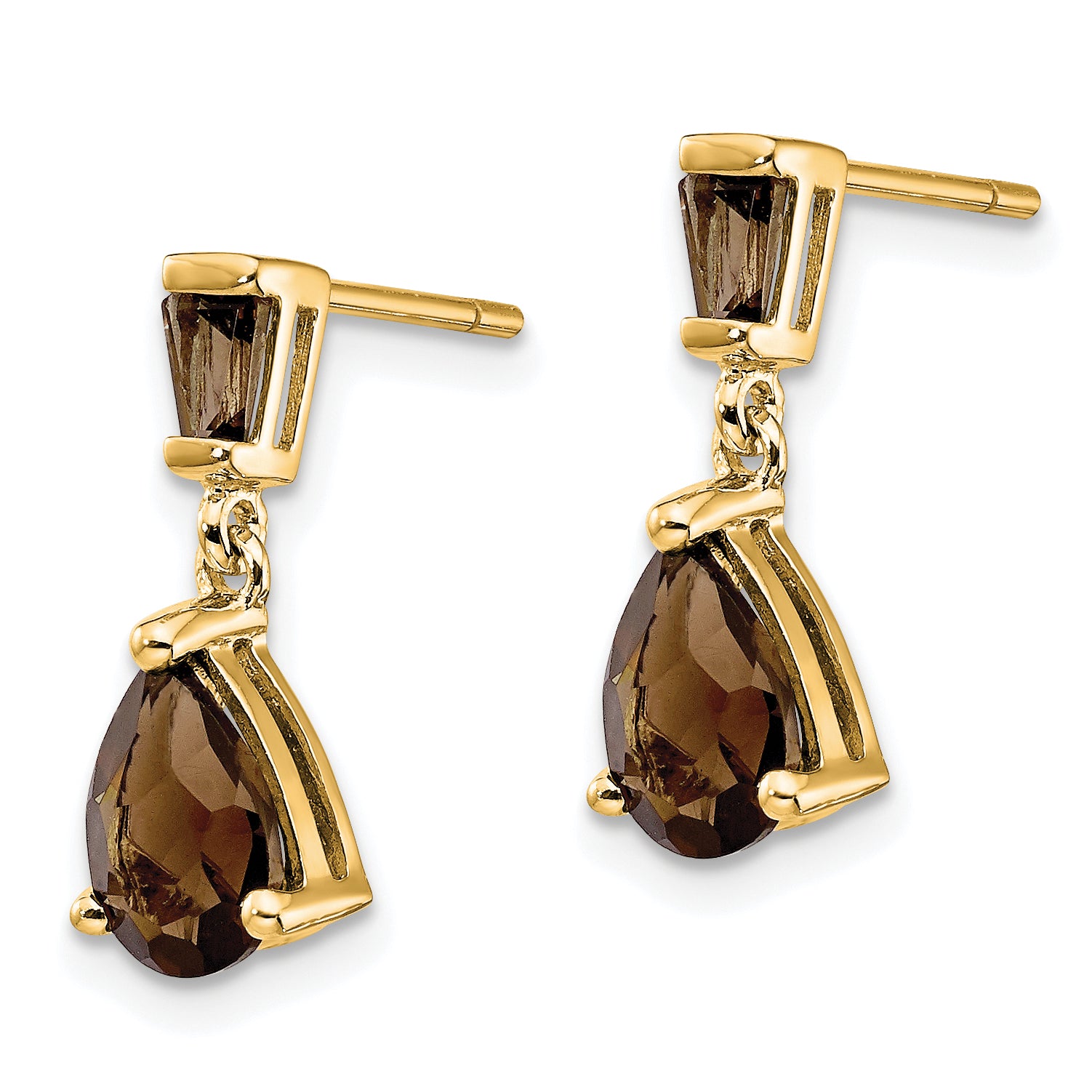 14k Gold Smoky Quartz Post Earrings Secondary image
