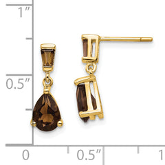 14k Gold Smoky Quartz Post Earrings