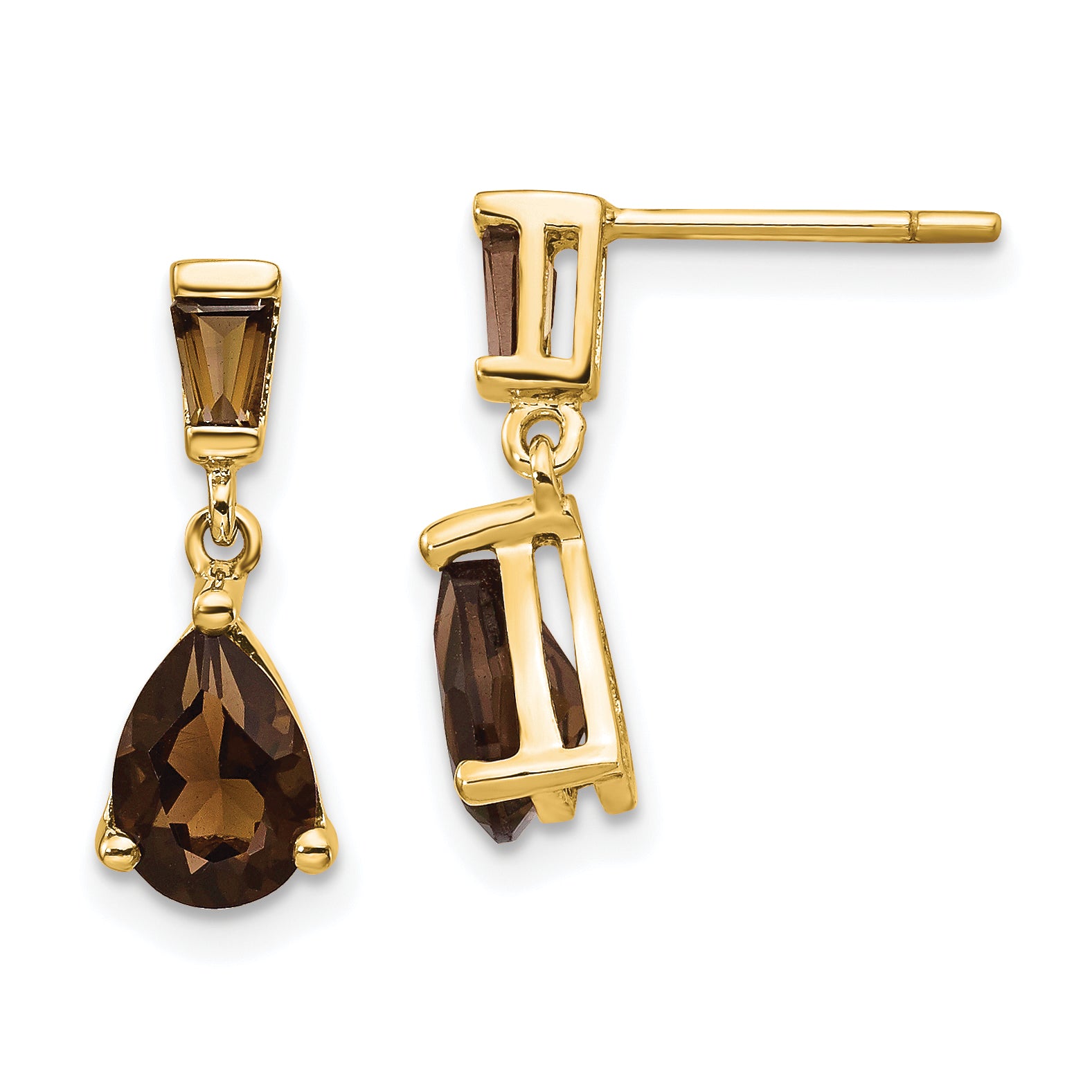 14k Gold Smoky Quartz Post Earrings Main image