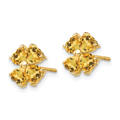 14k Heart-shaped Citrine Flower Post Earrings