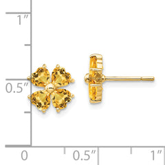 14k Heart-shaped Citrine Flower Post Earrings