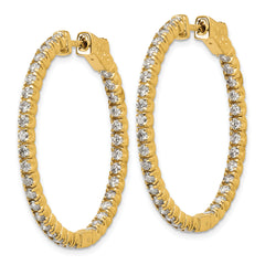 14k Diamond Round Hoop w/Safety Clasp Earrings