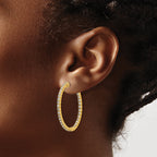 14k Diamond Round Hoop w/Safety Clasp Earrings
