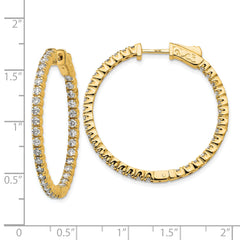 14k Diamond Round Hoop w/Safety Clasp Earrings