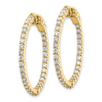 14k Diamond Round Hoop w/Safety Clasp Earrings