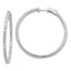 14k White Gold Diamond Round Hoop w/Safety Clasp Earrings