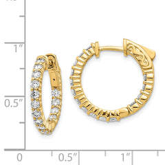 14k Diamond Round Hoop w/Safety Clasp Earrings