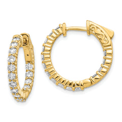 14k Diamond Round Hoop w/Safety Clasp Earrings